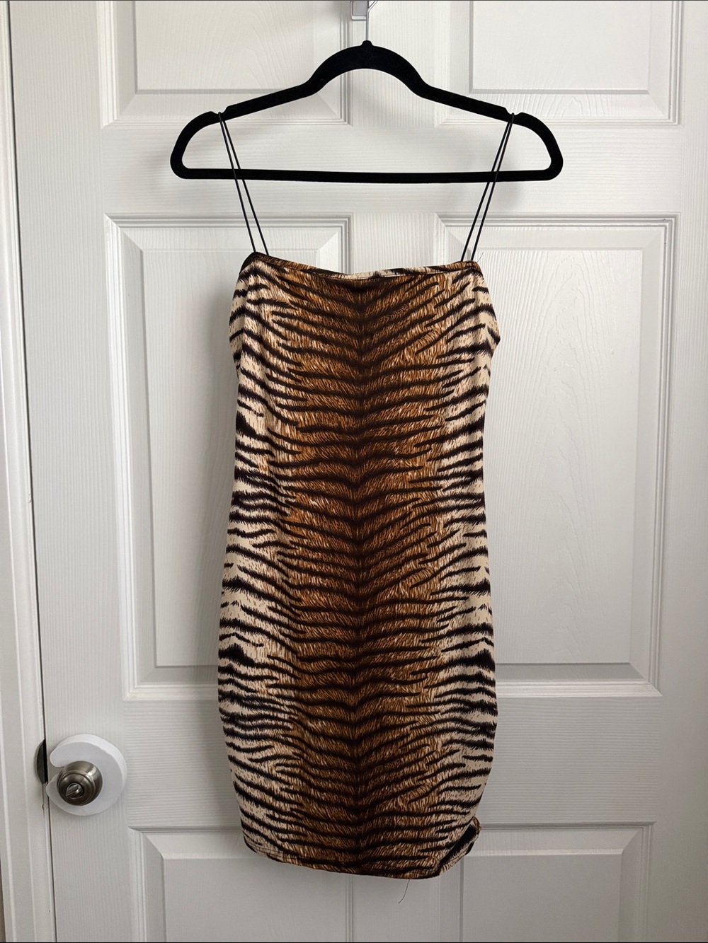 Tiger Print Mini Slip Dress - Brown